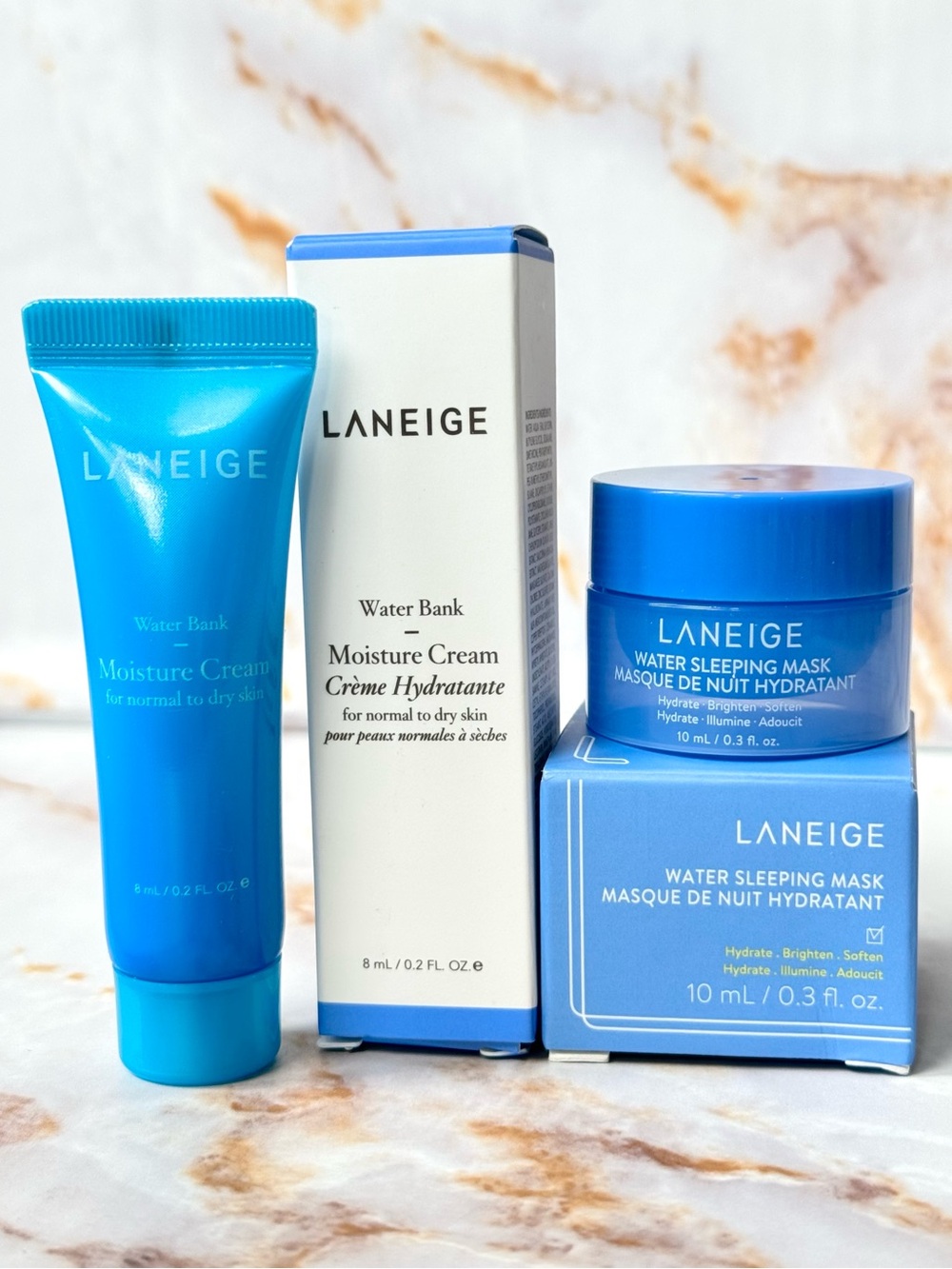 Laneige Water Bank Moisture Cream and Sleeping Mask Moisturizer Travel Bundle